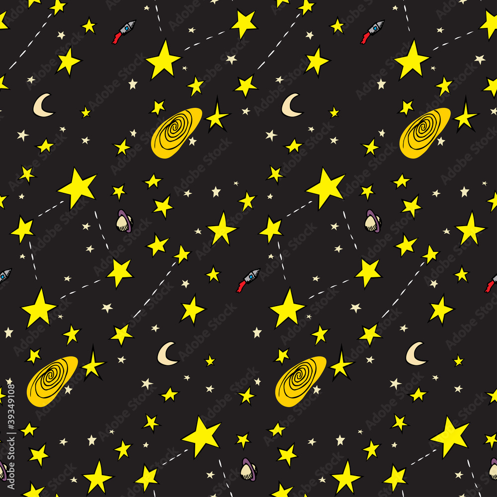 Fototapeta premium Seamless Space Pattern