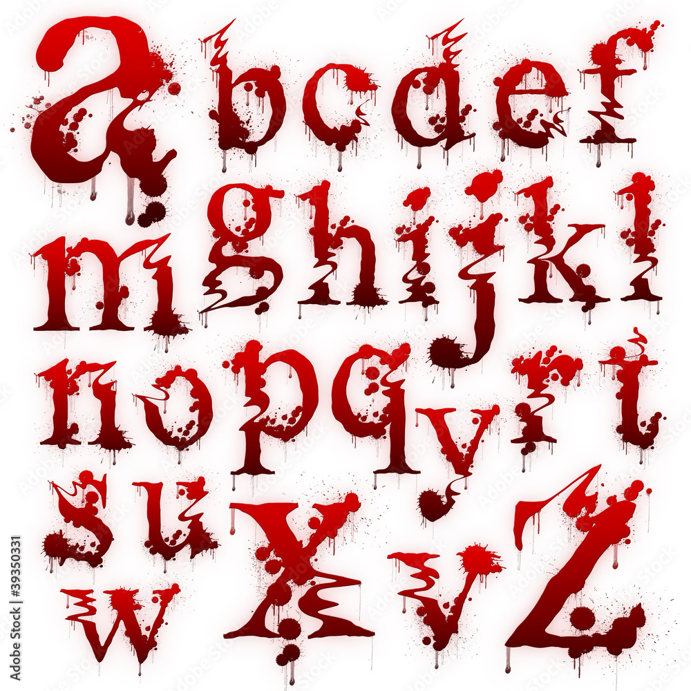 Set of Bloody letters isolated on a white background Set of Bloody letters isolated on a white background
