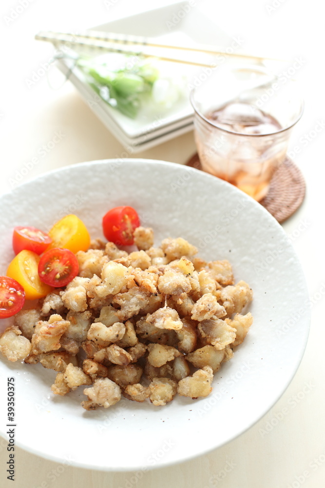 Japanese food, deep fried of chicken bone Japanese food, deep fried of chicken bone