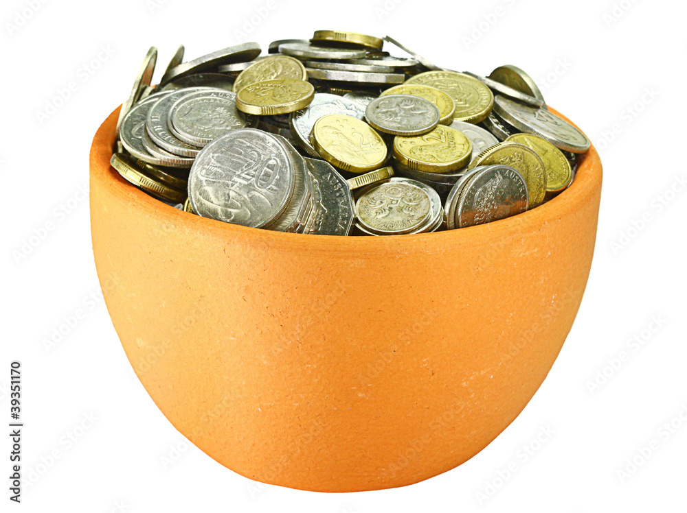 two pots of coins