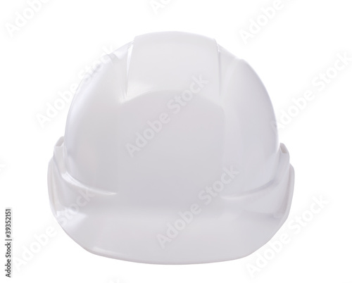 Plastic safety helmet on white background