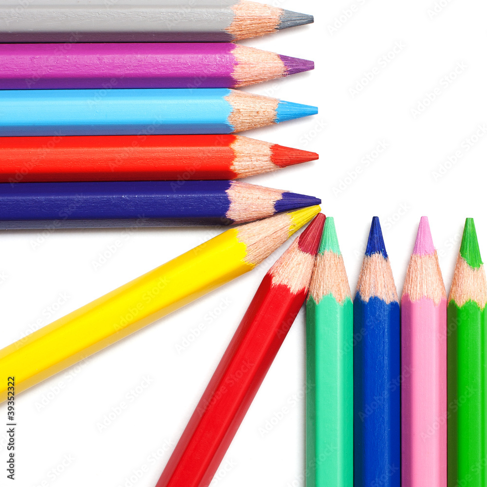 colors pencil in series on white background colors pencil in series on white background