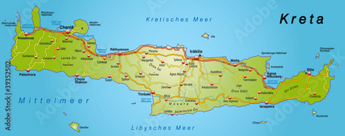 Landkarte von Kreta mit Autobahnen