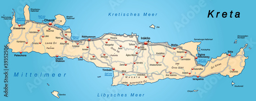 Landkarte von Kreta in orange