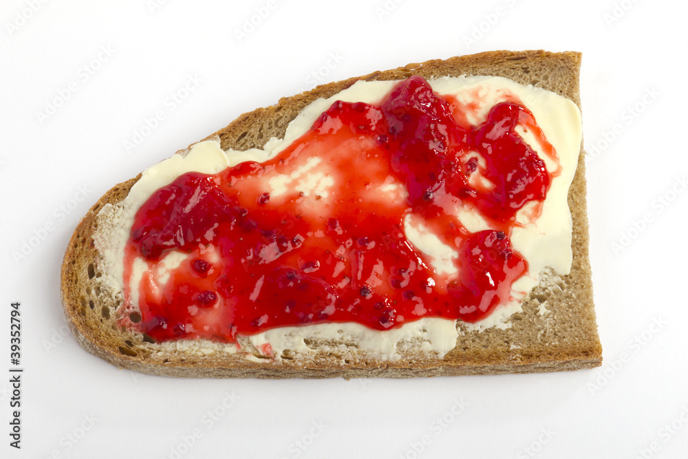 Ein geschmiertes Brot mit Marmelade Stock Photo | Adobe Stock