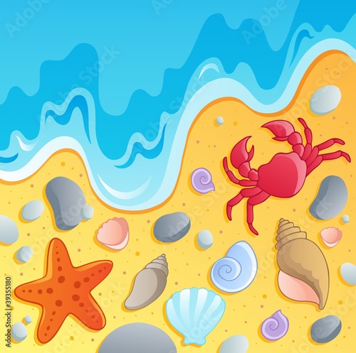 Beach with shells and sea animals 1