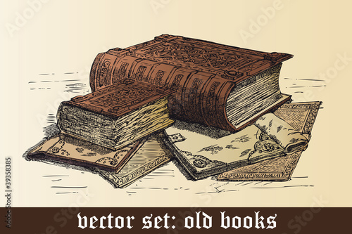 vector set: old books