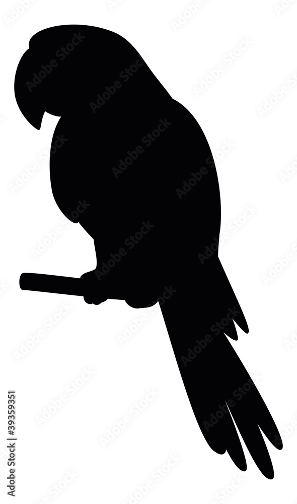 Naklejka premium Parrot on a pole, silhouette