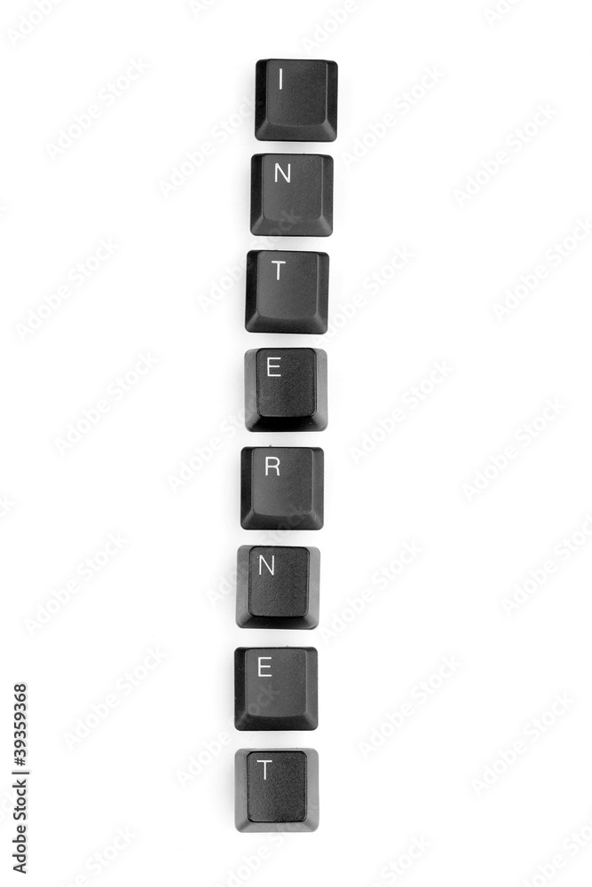 Keyboard keys saying internet isolated on white