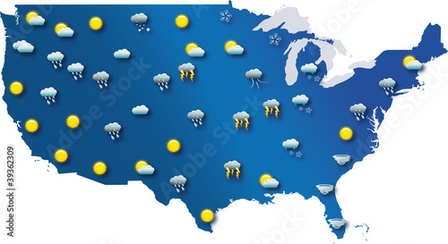 Weather map of the United States