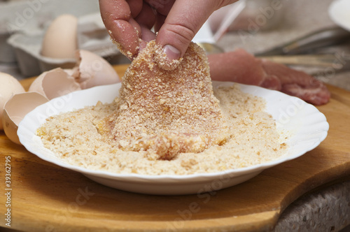Photos rolled chops in breadcrumbs
