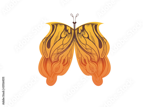 abstract graphic design is a butterfly orange