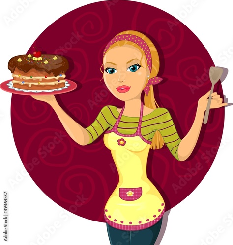 Woman with cake photo
