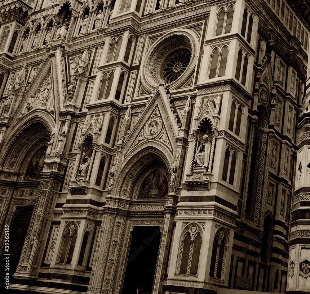 Close-up of a Duomo cathedral in Florence, Italy.
