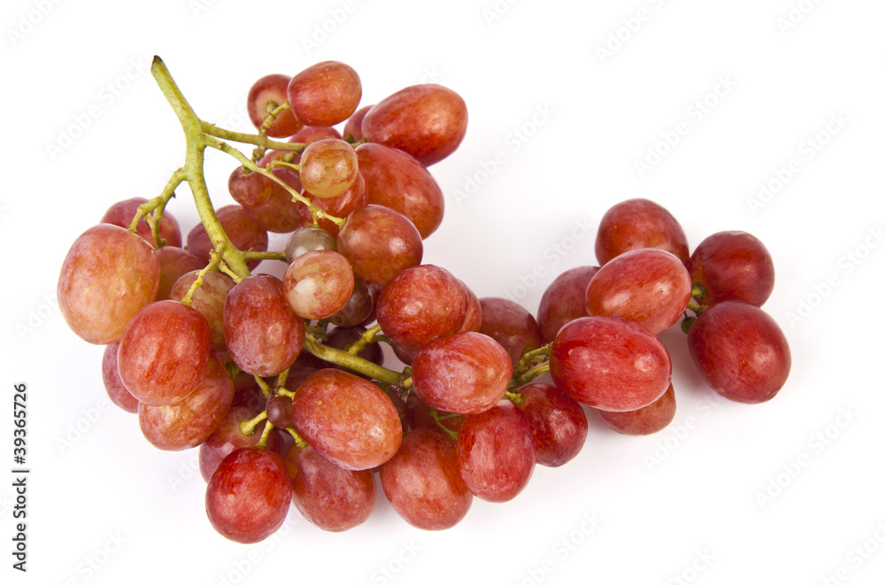 Red grapes on white background. Red grapes on white background.