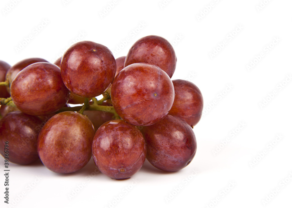 Red grapes on white background. Red grapes on white background.