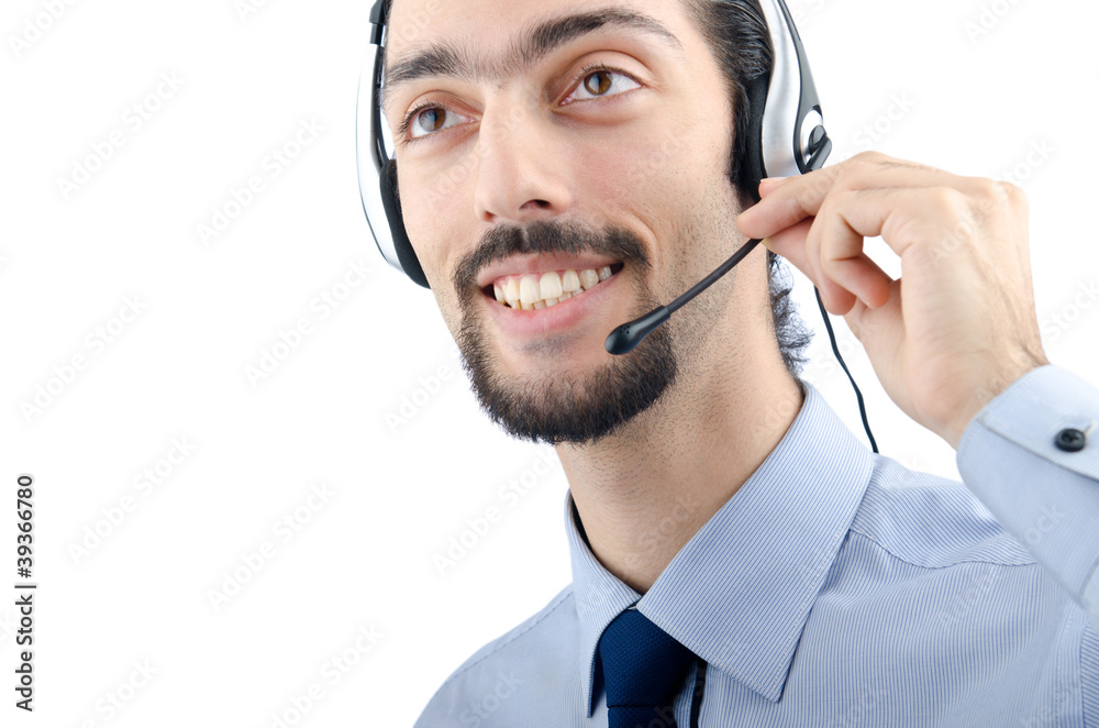 Call center operator with headset Call center operator with headset