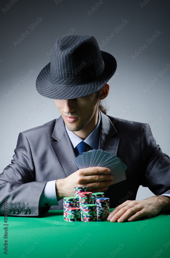 Man playing in the casino Man playing in the casino