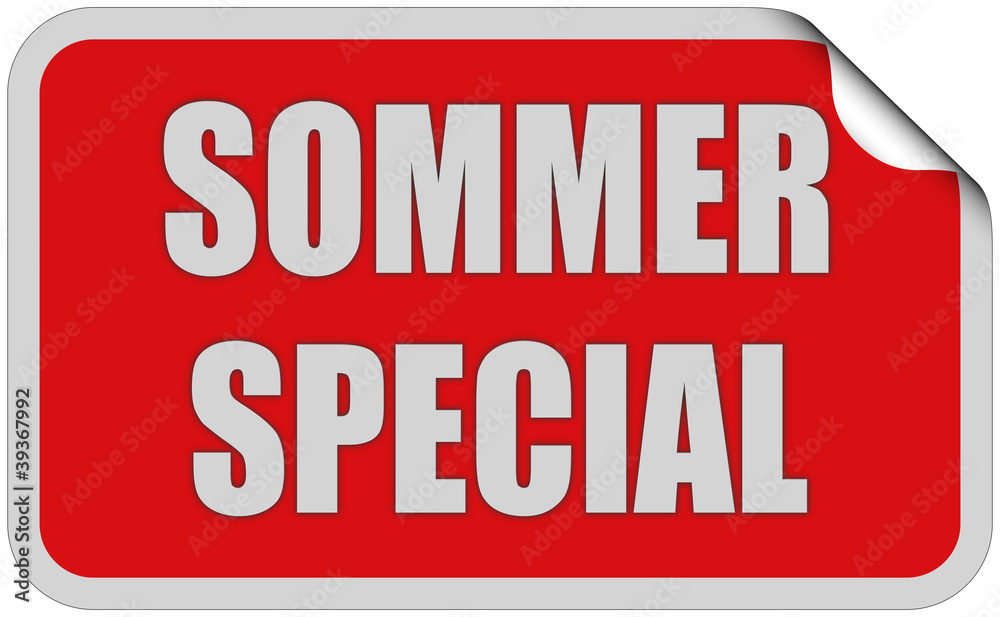 Sticker rot eckig curl oben SOMMER SPECIAL Sticker rot eckig curl oben SOMMER SPECIAL