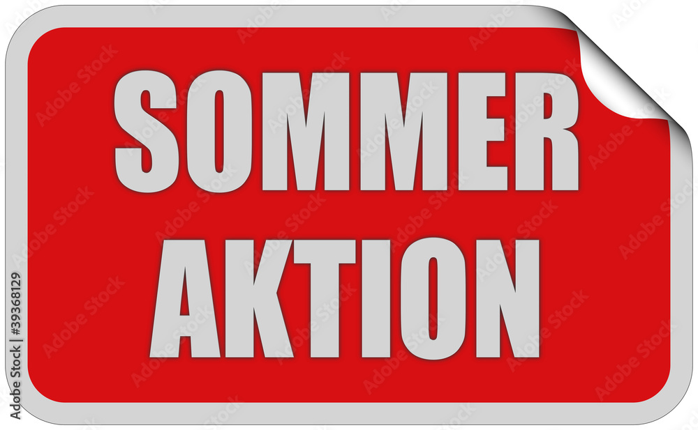 Sticker rot eckig curl oben SOMMER AKTION Sticker rot eckig curl oben SOMMER AKTION