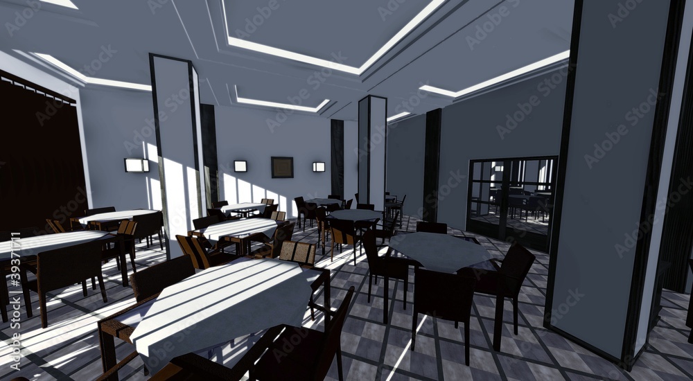 3d render of restaurant interior