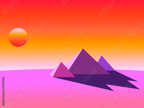 Pyramiden in der pinkfarbenen Wüste Grafik