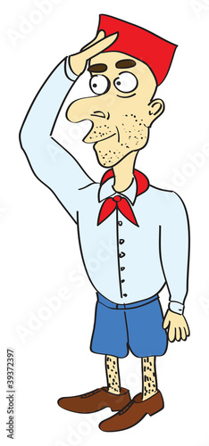 adult pioneer saluting