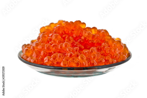 Salmon red caviar in plate