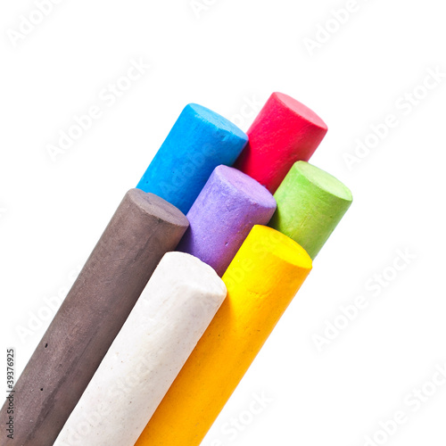 Pieces of chalk isolated on white background