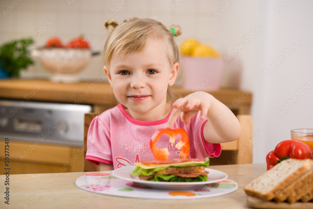little girl with sandwich little girl with sandwich