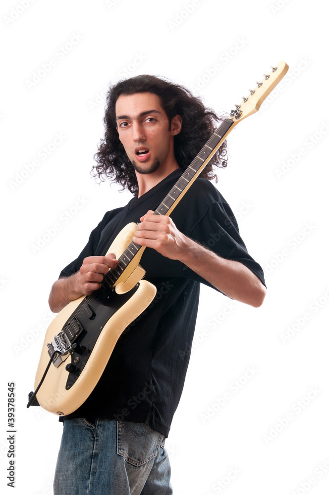 Guitar player isolated on the white background Guitar player isolated on the white background