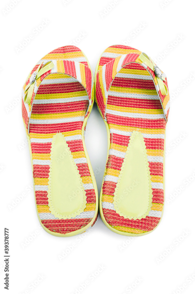 Summer colourful shoes on white Summer colourful shoes on white