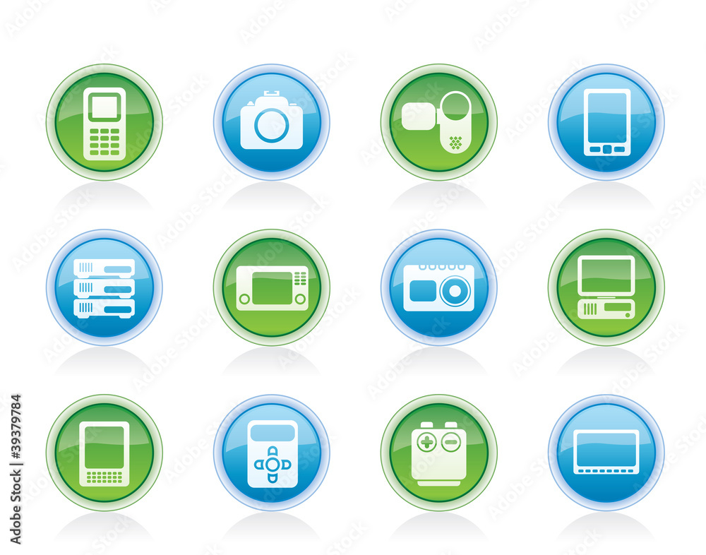 technical, media and electronics icons - vector icon set