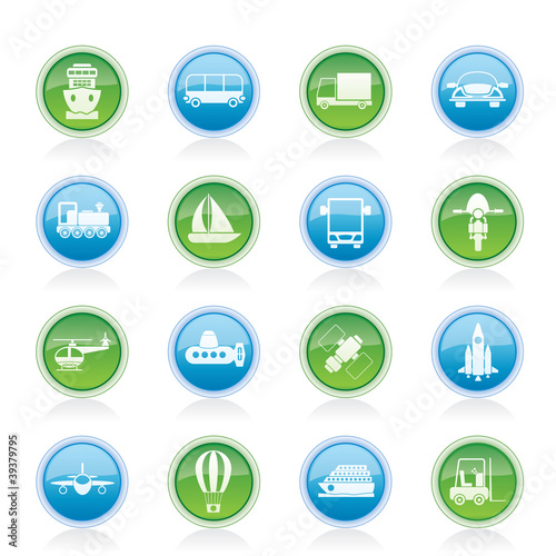 Transportation, travel and shipment icons - vector icon set