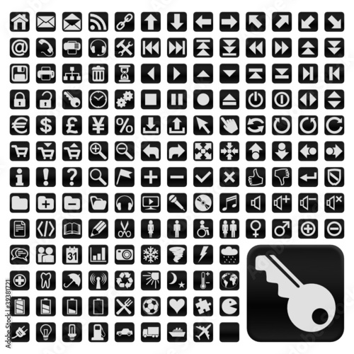 152 Buttons, schwarz, flach, grosse Symbole