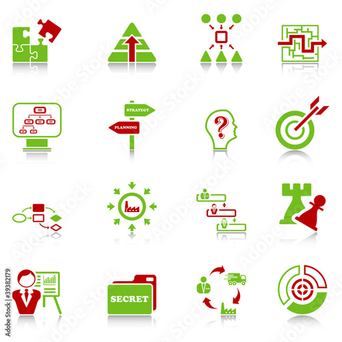Business strategy icons - green-red series