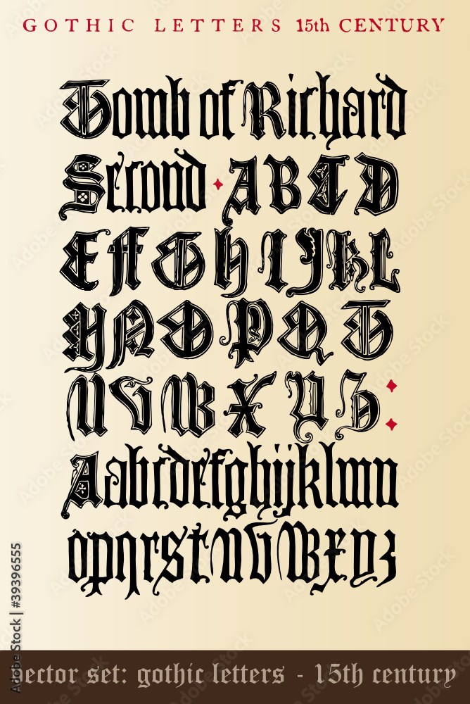 vector set: gothic letters - 15th century