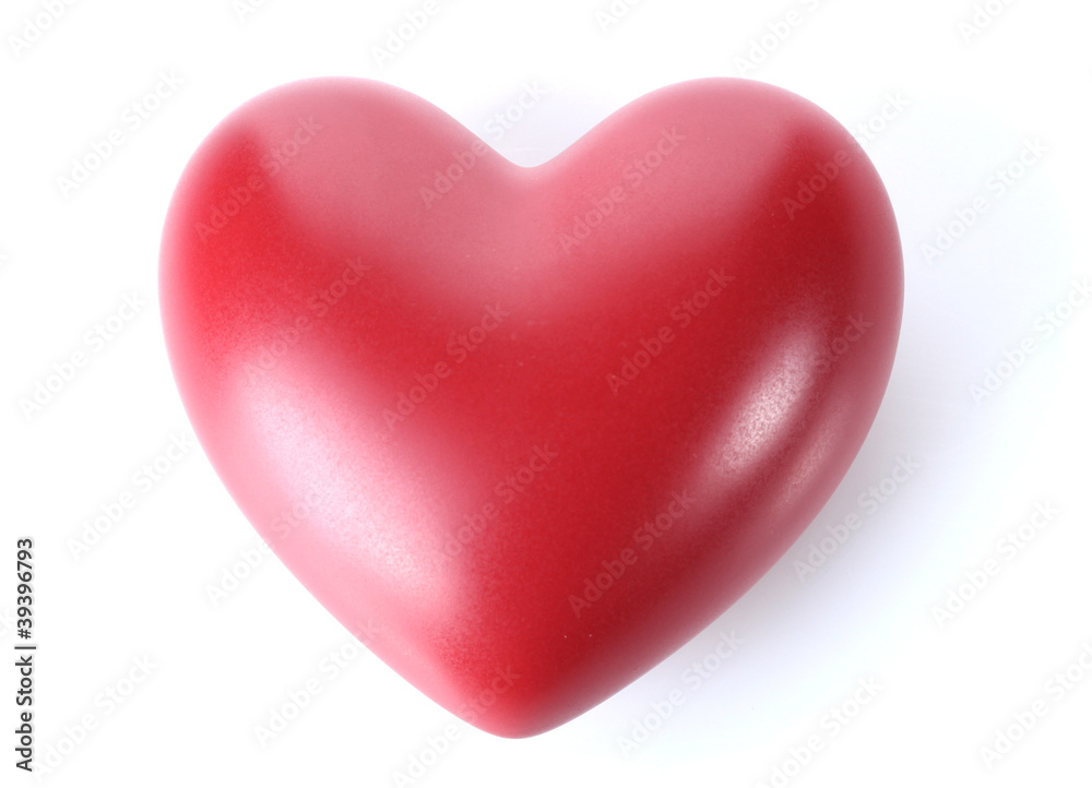 decorative red heart isolated on white.