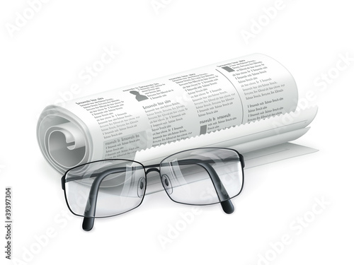 Newspaper and glasses