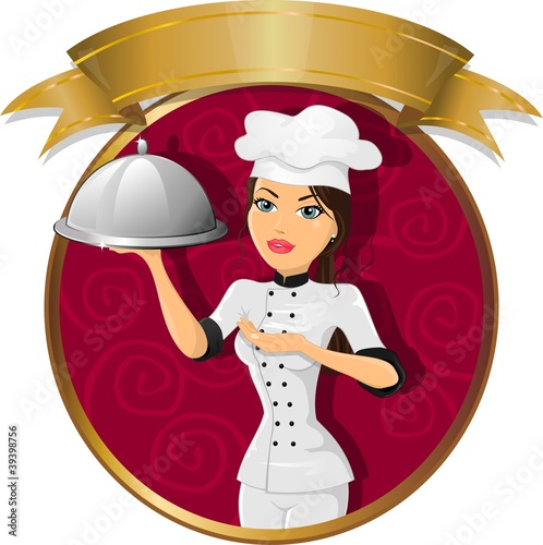 Brunette woman chef banner