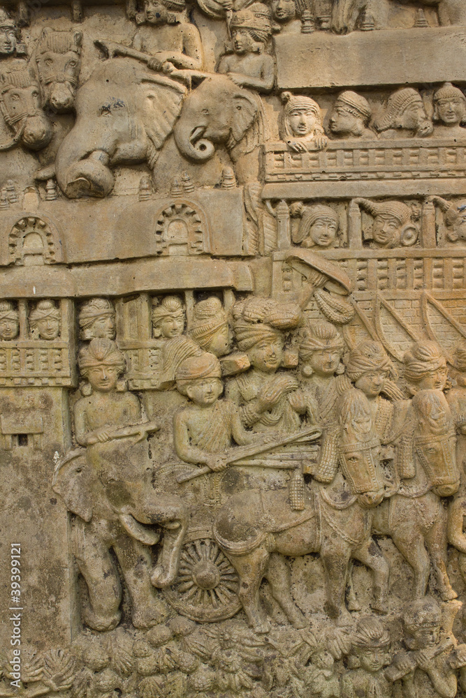 Wall sculpture in Wat Umong