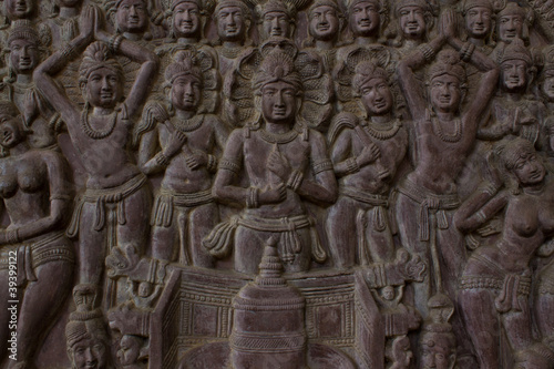 Wall sculpture in Wat Umong