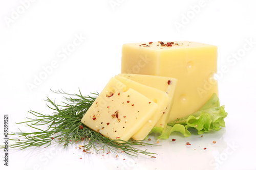Cut cheese with dill and spices