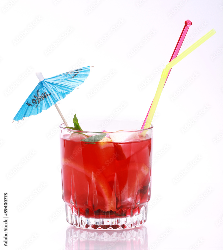red cocktail isolated on white background. red cocktail isolated on white background.