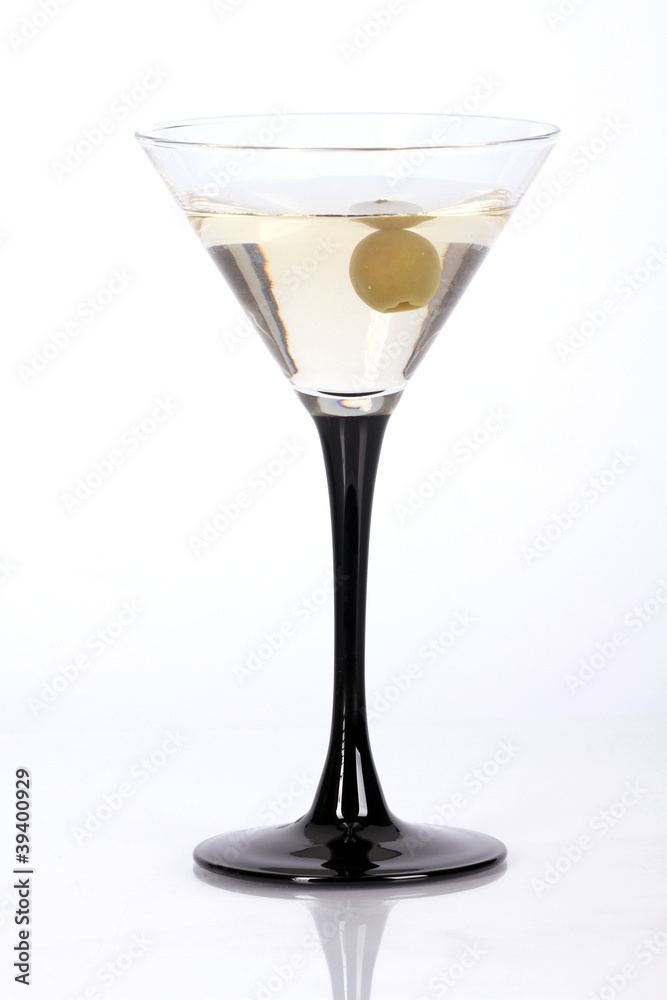 Dry Martini cocktail isolated on white background