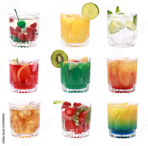 Cocktail Collection Isolated on White Background