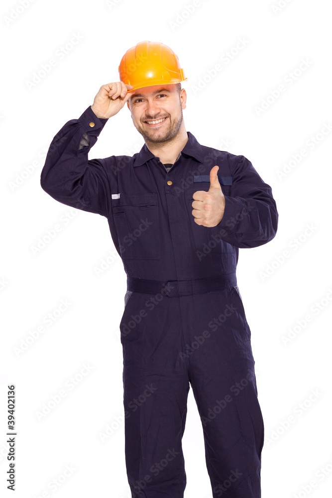 portrait of the builder on a white background portrait of the builder on a white background