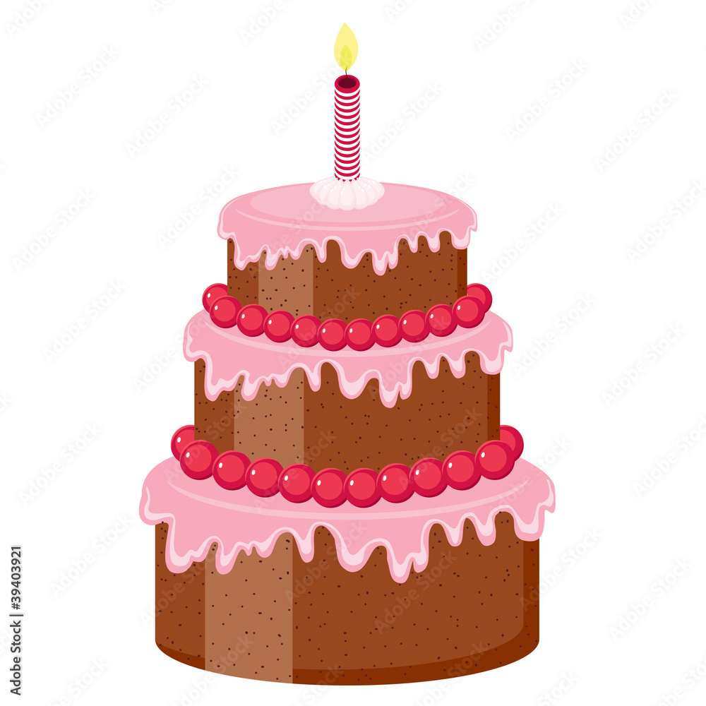 Decorated chocolate cake with candle Decorated chocolate cake with candle