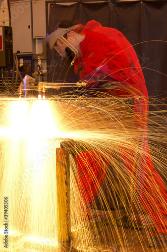 Multi-exposure of welder cutting metal