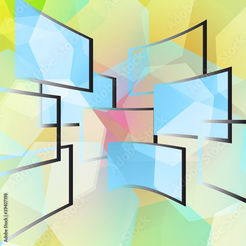 Blue windows on a colored background